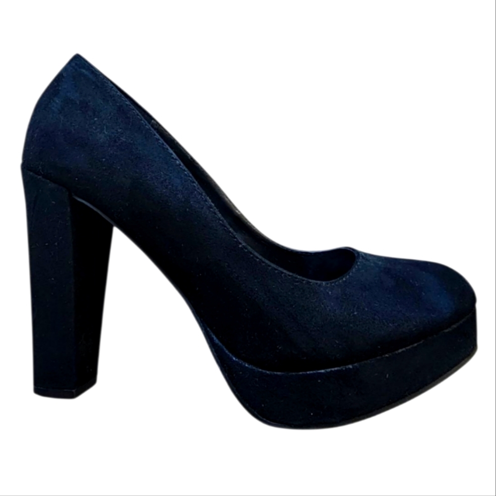 Candies CAWALTZBLACK Suede Platform Block Heels